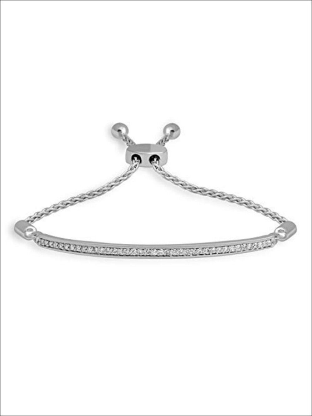 Sterling Silver 1/3 Cttw White Diamond Bolo Bracelet 9.5" Adjustable